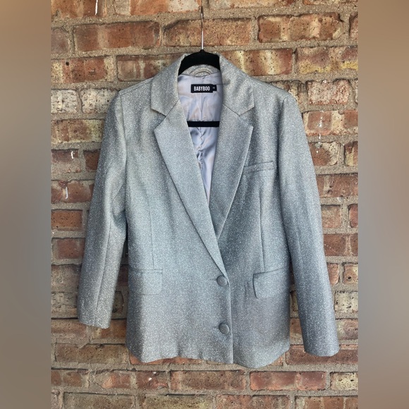 Babyboo Metallic Silver Double Breasted Blazer🖤 - Picture 3 of 14